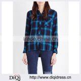 Wholesale Women Collar Long Sleeves Buttoned Cuffs Hunter Checked Shirt(DQE0152T) thumbnail-1