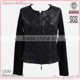 Factory Directly Provide Double Zip Long Sleeve O-neck Womens Black Elegant Blazer thumbnail-1