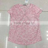 Women Stock Apparel V-neck Slub Cotton T-shirt thumbnail-1