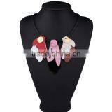 The New Big Brand Colorful Arcylic Leaf Pendant Necklace for Womens thumbnail-1