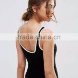 Women Plain Contrast Tipping Bodysuit Slim Knitted Basic Style Bodysuit With White Hem Eco-friendly High Quality thumbnail-3