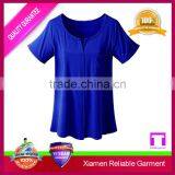 Plain Blue Slim Fit O-neck Hemp t Shirt Design for Women thumbnail-1