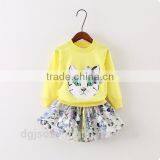 2015 Children's Clothes for Autumn Wear New Korean Girl Bow Kitty Hoodie + Little Skirt Suits Boy Suit Wholesale thumbnail-3