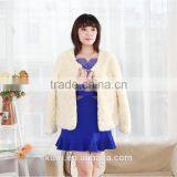 Rabbit Fur Long Coat Winter Women's European Style Warm Fur Coat Vertical Striped Faux Fur Jacket thumbnail-3