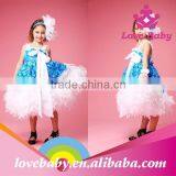 Hottest Royalblue Rosette Feather Long Dress Baby Girl Party Dress thumbnail-1