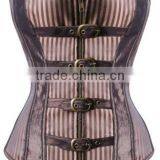 Instyles Gothic Steampunk Female Corset Basque Lace up Overbust Bustiers Zip Front Corset