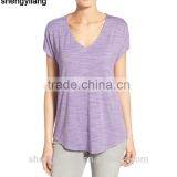 Rayon,polyester,spandex Tri-blend Curved Hem v Neck Wholesale Short Sleeve t Shirts thumbnail-3