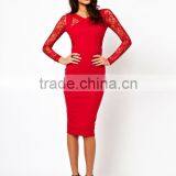 Body-Conscious Dress With Lace Inserts thumbnail-1