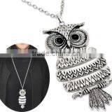 Vintage Antique Silver Owl Halloween Ornaments Pendant Necklaces 27-1/2" thumbnail-1