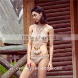 Latest Desig r Hand Woven Swimwear Bikini/xnju White Khaki Crotched r Bikini Swimwear/ Fancy Bikini Set Swimwear Beachwear