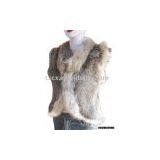 Raccoon Trimmed Grass Rabbit Fur Vest thumbnail-1
