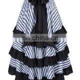 Belle Poque Striped Gathered Steampunk Vintage Gothic Style White High-Low Skirt BP000345-1 thumbnail-4