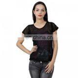 Stylish Black Transparent Net Top for Girls thumbnail-2