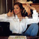 Custom Logo Women's Crop Top Long Sleeve Sweatshirts Zip Jacket Hoodies thumbnail-2