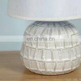 Antique Nordic Style Beige Embossed Decorative Night Table Lamp Porcelain for Home Decor thumbnail-3