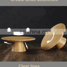 Kitchen & Tabletop Bamboo Tall Cake Display Tray Dessert Snack Pallet Dried Fruit Snack Bread Tasting Plate thumbnail-4