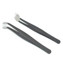 Black Anti-static Flat Head Tweezers 34A Antimagnetic Acid Proof Fine Stainless Steel Tweezers Stamp Clip thumbnail-3