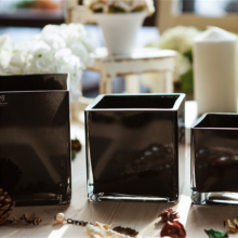 White Black Silver Colored Square Glass Candle Jar Table Vase Centerpieces For Home And Wedding Decoration thumbnail-1