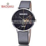 Marble Texture Dial Watch Custom Personalized Soft Leather Female Casual Modern Lady Watch thumbnail-1