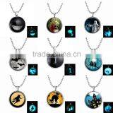 Long Hair Witch Pattern Glass Gemstone Necklace Halloween Jewelry Wholesale thumbnail-6