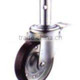 Swivel/Swivel Brake Solid Stem Castor Fitted With Rubber Wheel Mold On Metal Rim, Flange Bearing thumbnail-2