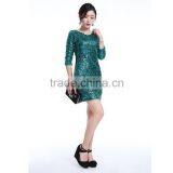 New Promotion Ladies Fashion Blue Long Sleeve Party Women Dress Sequin Lady Dress thumbnail-4
