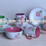 colorful 3pcs handpainted ceramic breakfast set