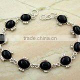925 Sterling Silver Bracelets With Genuine BLACK OYNX BRACLETS thumbnail-1