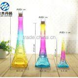 Colorful Eiffel Tower Decorative Glass Bottle for Wedding/wishing/gift