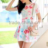 New Design Short Sleeve Dress in Mix Floral Korean Dresses New Fashion Lady Dress thumbnail-3