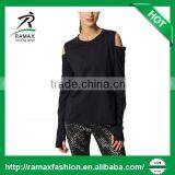 Ramax Custom Women Sport Black Crew Neck Long Sleeve Training T Shirt Tops thumbnail-2