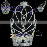 HOT!!!new design height 12'' rhinestone pageant tiara
