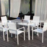 Aluminium Frame plastic wood Armrest White Chair and table outdoor furniture