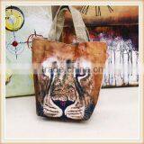 Cotton Paris Printing Leather Handbag thumbnail-5