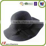 Ladies Fashion Pure Colour Cap Design Wool Felt Sombrero Hats With Silk Ribbon thumbnail-3
