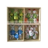 Wooden colorful rabbit fridge magnet self adhensive wooden sticker for home or garden decoration