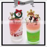 glass cups with Christmas ring Christmas deer printing