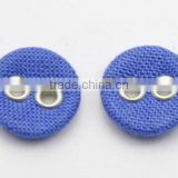 Blue 2 hole eyelet fabric covered buttons