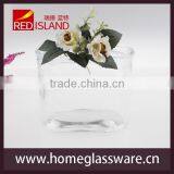 5" HIGH CLEAR GLASS OVAL ART Square GLASS VASE thumbnail-4