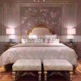 New Design European Style Solid Wood Hand Carved Headboard Bedroom Furniture Double Bed thumbnail-1
