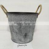 Black 10" French Decorative Powder Coated Galvanized Metal Flower Bucket for Home & Garden thumbnail-2