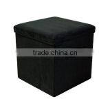 Folding Storage Ottoman Microsuede, Black thumbnail-2