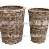 Round Natural Material Basket Set of 2pcs/ Round Flower Pot With Plastic Pot Insert Design 2012 thumbnail-1