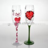 FDA,Eco-friendly,hand merry christmas hand painted lime green wine glass