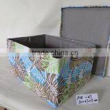 Handmade Fabric Foldable Office Storage Box With Lid thumbnail-2