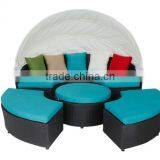 Fashion Design Patio Furniture Poly Wicker Round Daybed With Canopy Modular Sunbed thumbnail-2