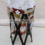 The Black Paint Wooden Frame Foldable Laundry Basket Collapsible Laundry Hamper thumbnail-1