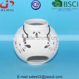 BSCI Audit Factory White Ceramic Lantern With Metal Handle, Ceramic Candleholders thumbnail-2
