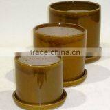 Newest 3pcs Ceramic Purple Glazed Flower Pot