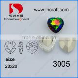 China factory lead free K9 point back Crystal Vitrail Medium heart fancy crystal stone with claw for clothes